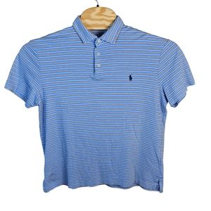 Polo Ralph‎ Lauren Shirt Mens XL Blue Striped Short Sleeve Polo Embroidered Pony
